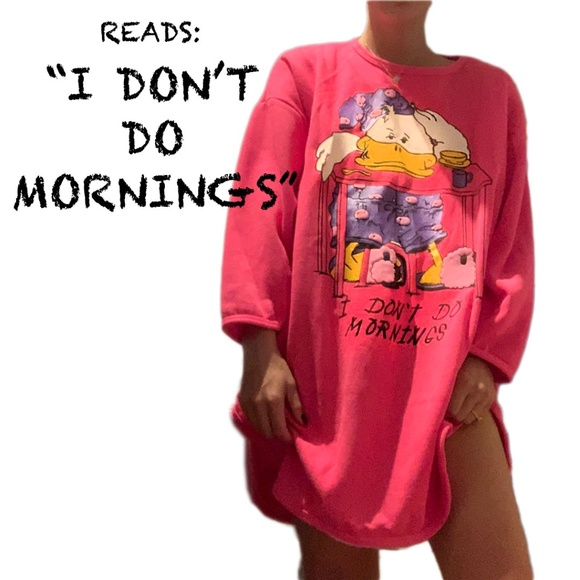 kittens Tops - "I Don't do mornings" hot pink graphic sweatshirt